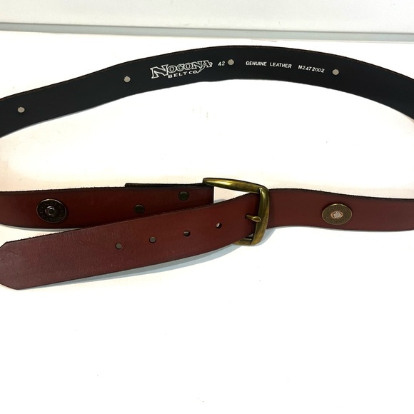 Nocona Men's Shotgun Shell Concho Bullet Leather Belt with Brass Buckle Cowboy - Picture 6 of 6